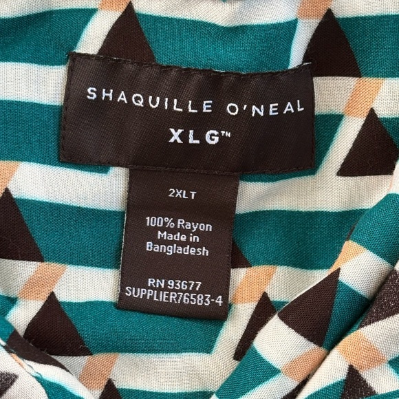Shaquille O’Neal 2XLT Men’s Short Sleeve Button Up Multicolor Shirt. - Picture 3 of 3